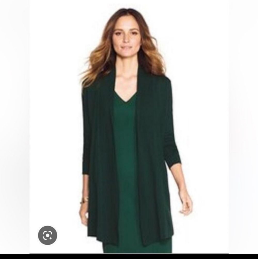 WHBM Hunter Green open mid length cardigan